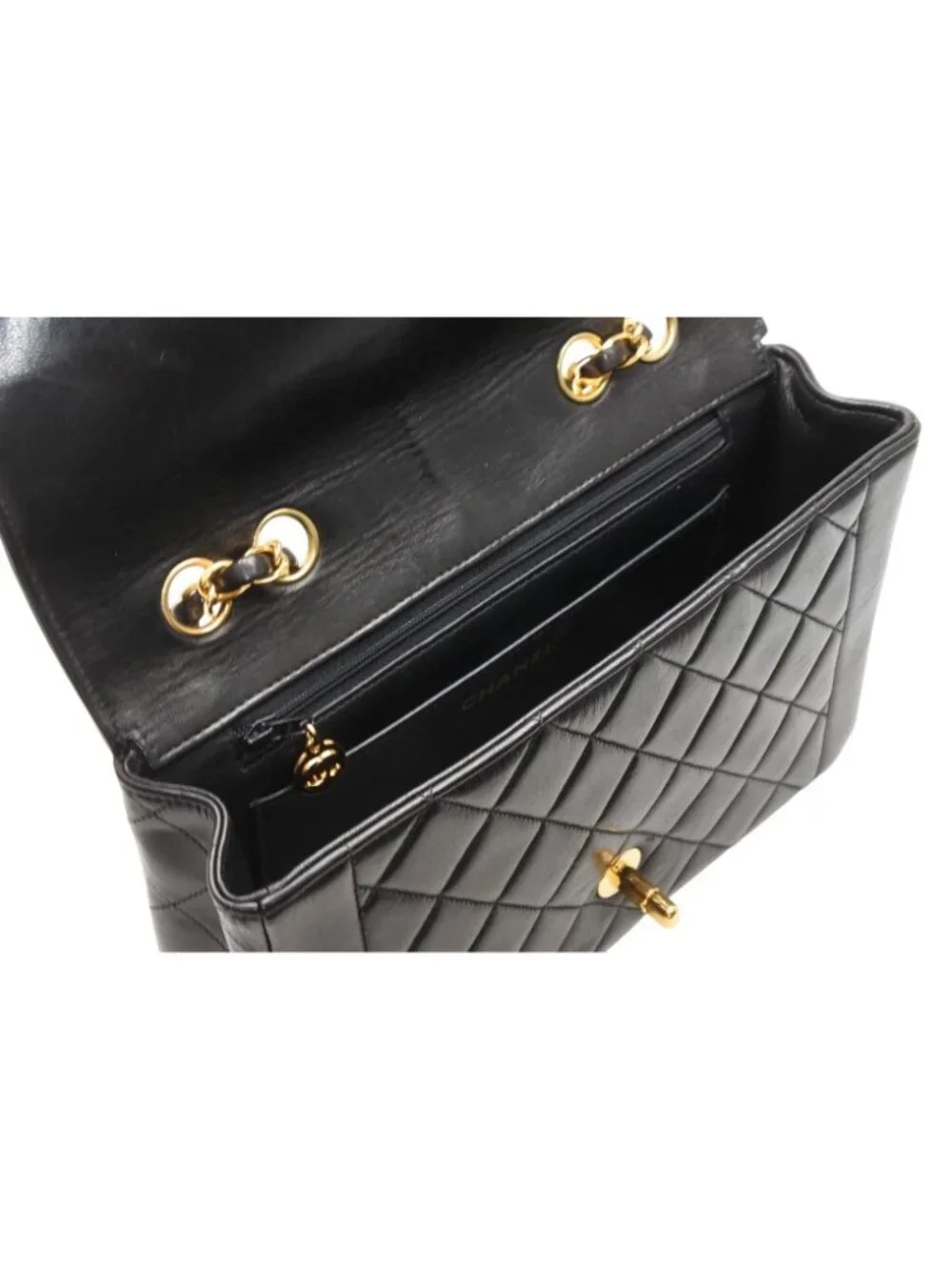 Chanel Chain Quilted 23 Shoulder Bag CC Logo Lambskin Black Gold